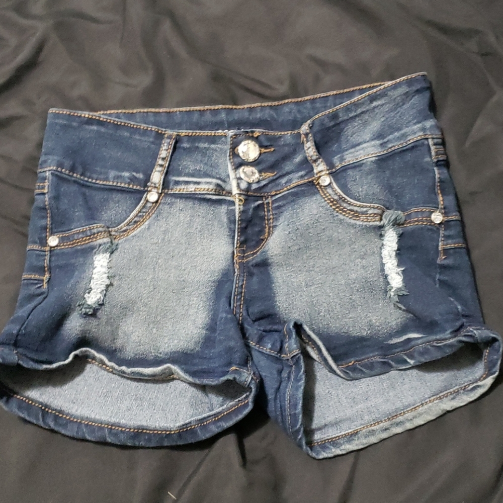 Women's navy blue denim shorts